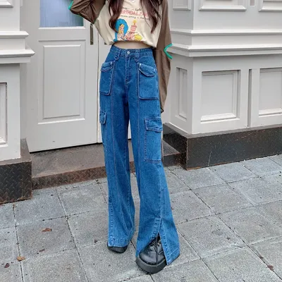 Wide-Leg High-Rise Multi-Pocket Jeans — view 3