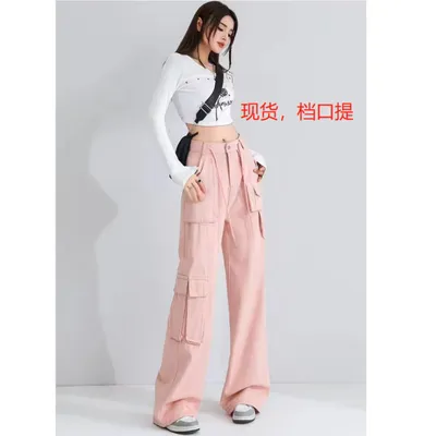 Calça Cargo pernas largas de cintura alta com múltiplos bolsos Feminina — view 5