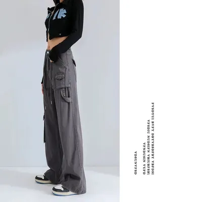 Calça Cargo pernas largas de cintura alta com múltiplos bolsos Feminina — view 6