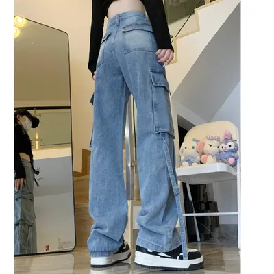 Jeans de pierna ancha, de tiro bajo, con lavado para mujer — view 4