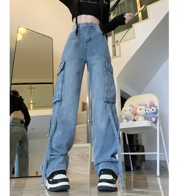 Jeans de pierna ancha, de tiro bajo, con lavado para mujer — view 5