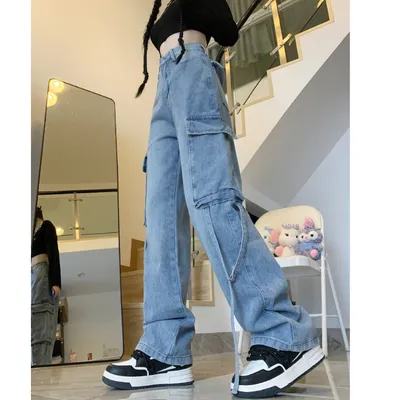 Jeans de pierna ancha, de tiro bajo, con lavado para mujer — view 6