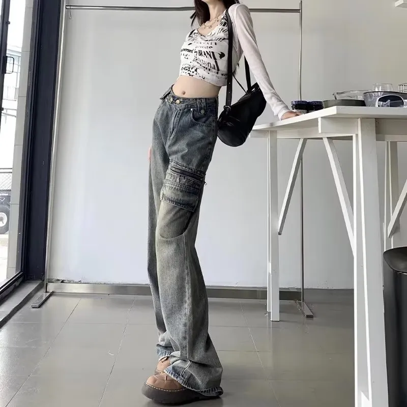 Pantalón Cargo de corte acampanado, multibolsillo para mujer — Detalles del producto 3