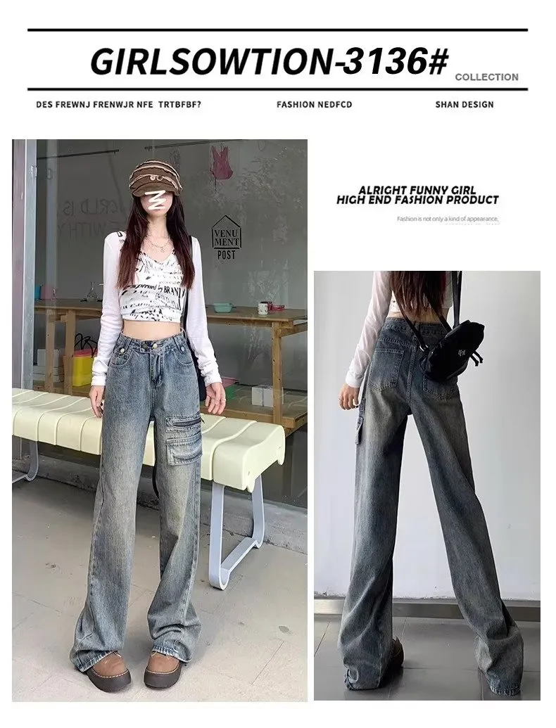 Pantalón Cargo de corte acampanado, multibolsillo para mujer — Detalles del producto 7