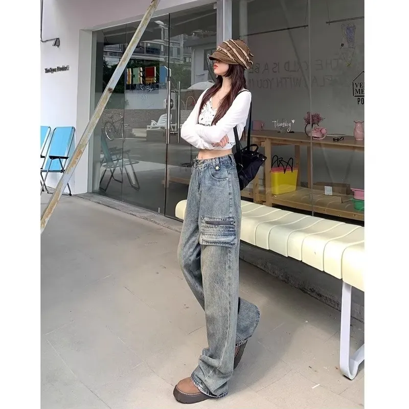 Pantalón Cargo de corte acampanado, multibolsillo para mujer — view 1