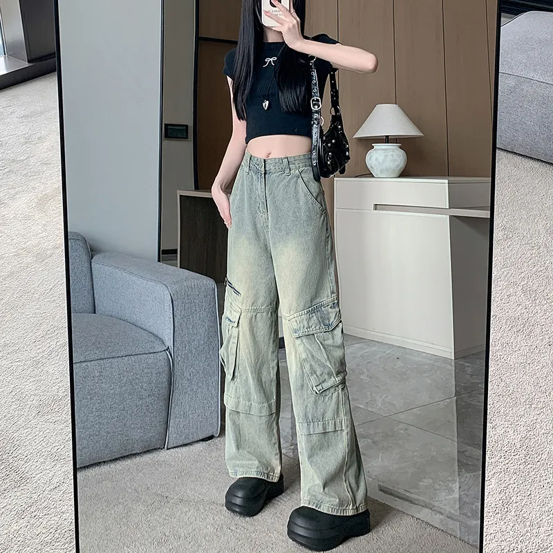 Wide-Leg Vintage Wash Multi-Pocket Jeans — Product details 3