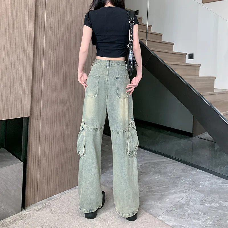 Wide-Leg Vintage Wash Multi-Pocket Jeans — Product details 10