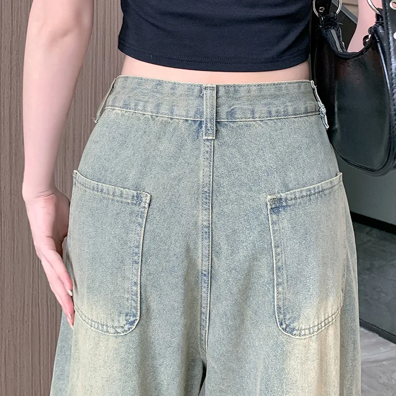 Wide-Leg Vintage Wash Multi-Pocket Jeans — Product details 11