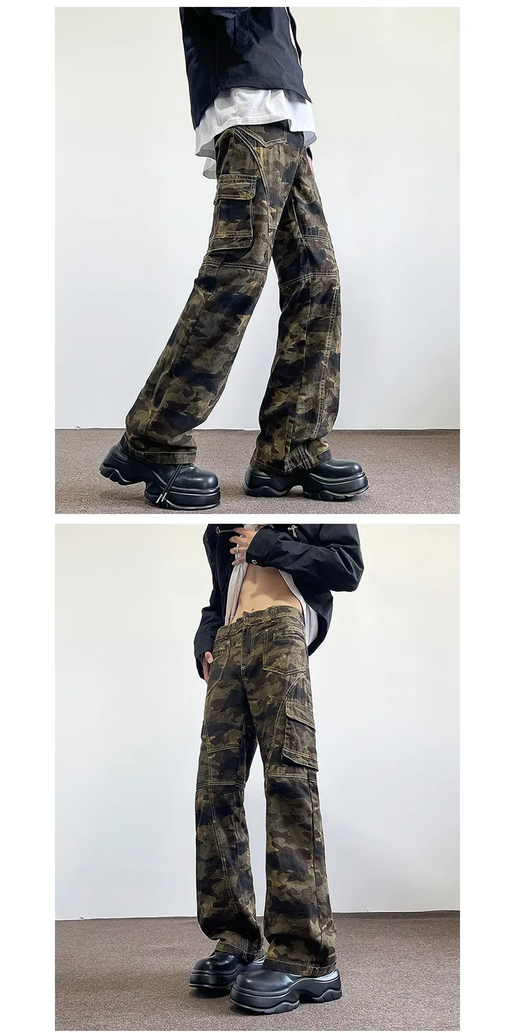 Pantalón Cargo de pierna ancha, de camuflaje, multibolsillo para hombre — Detalles del producto 5