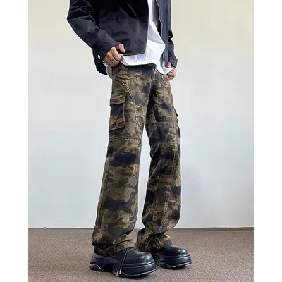 Pantalón Cargo de pierna ancha, de camuflaje, multibolsillo para hombre — view 4