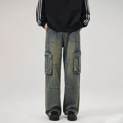 Straight Washed Multi-Pocket Jeans — LX-JN-014