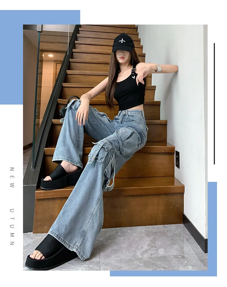 Wide-Leg High-Rise Multi-Pocket Jeans — Product details 3
