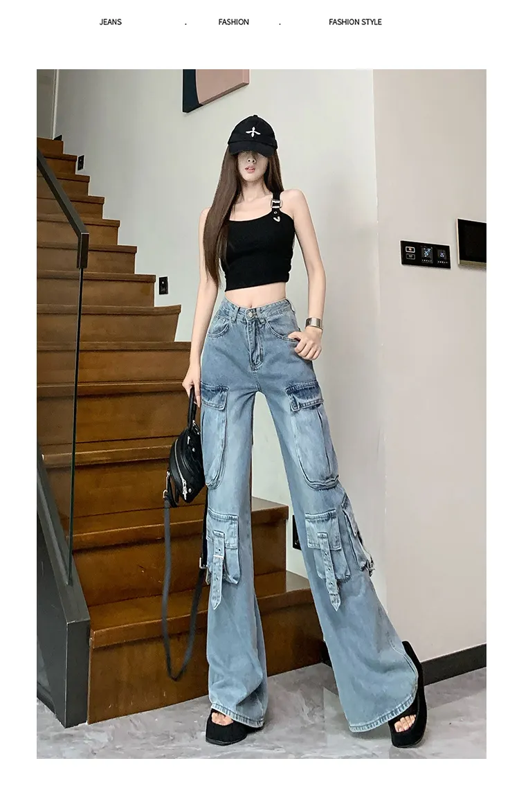 Wide-Leg High-Rise Multi-Pocket Jeans — Product details 14