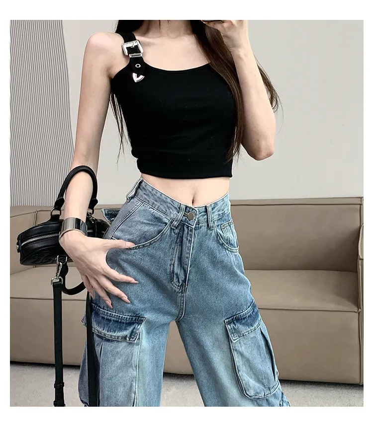 Wide-Leg High-Rise Multi-Pocket Jeans — Product details 15