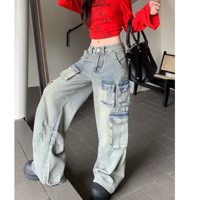 Wide-Leg Low-Rise Multi-Pocket Cargo Pants — LX-CG-013