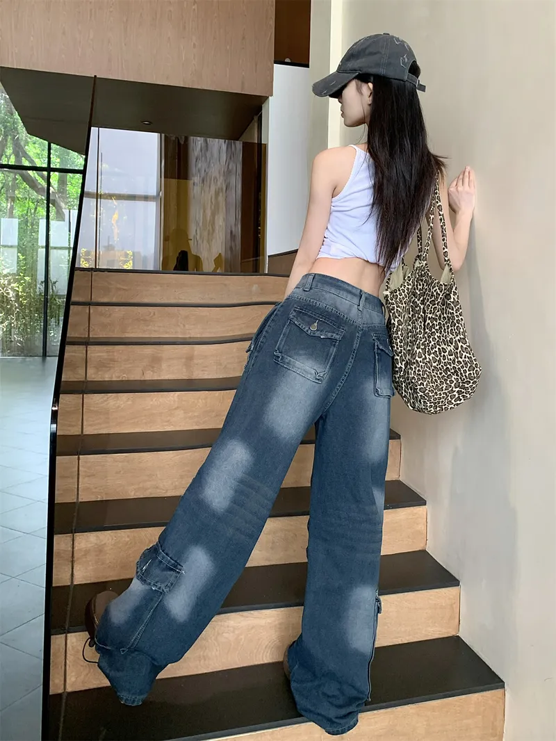 Pantalón Cargo de pierna ancha, multibolsillo para mujer — Detalles del producto 16