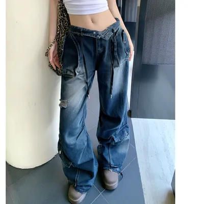 Pantalón Cargo de pierna ancha, multibolsillo para mujer — view 6