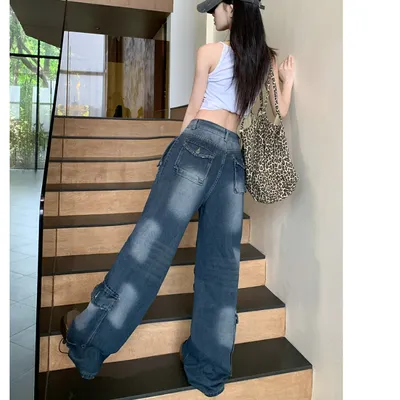 Pantalón Cargo de pierna ancha, multibolsillo para mujer — view 7