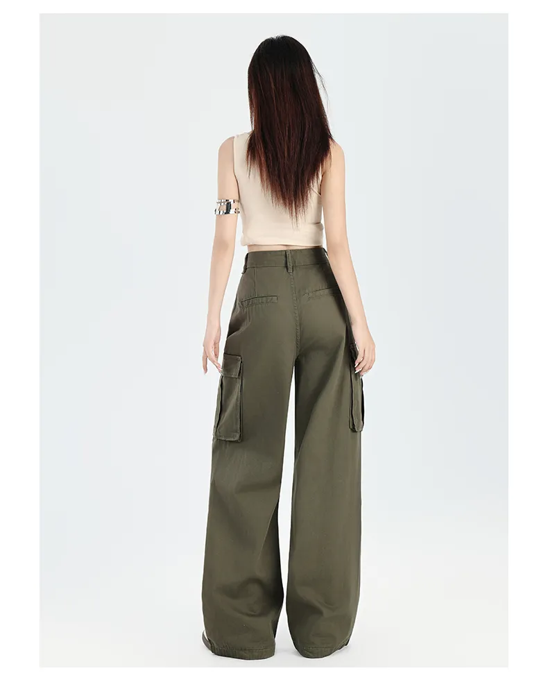 Pantalón Cargo de pierna ancha, multibolsillo para mujer — Detalles del producto 5