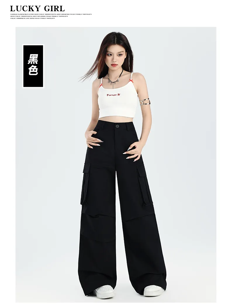 Pantalón Cargo de pierna ancha, multibolsillo para mujer — Detalles del producto 6