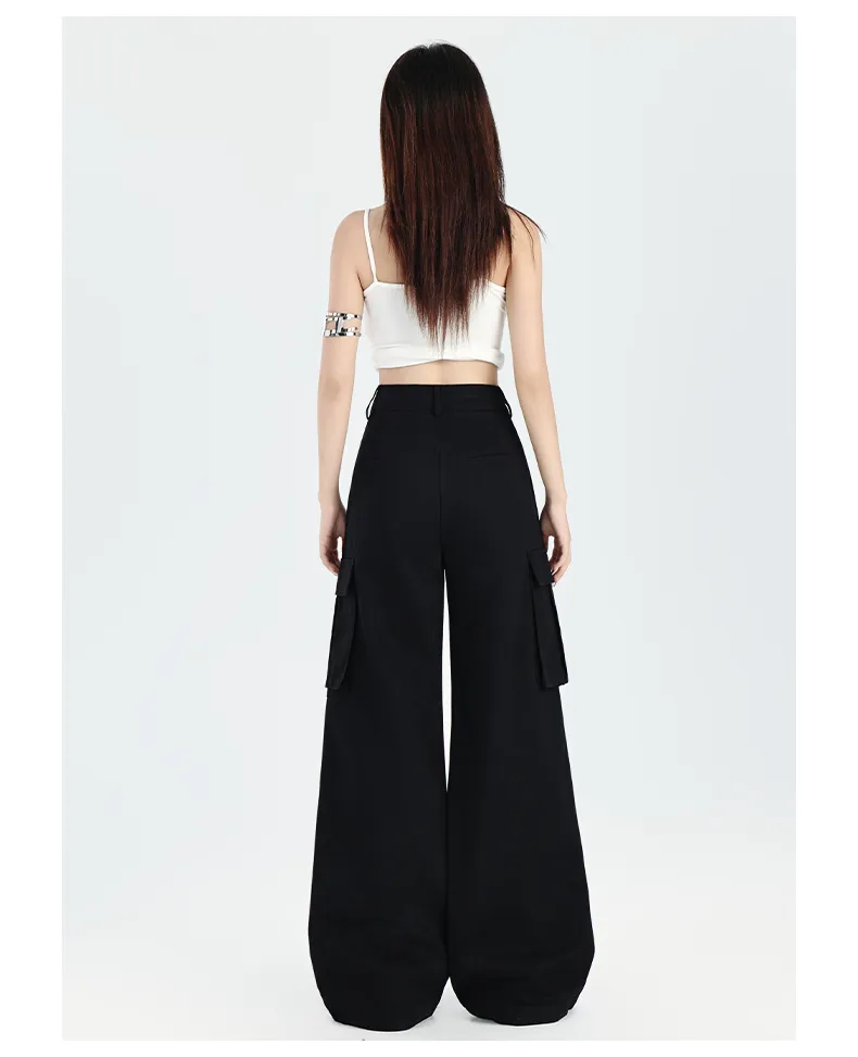 Pantalón Cargo de pierna ancha, multibolsillo para mujer — Detalles del producto 10