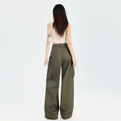 Pantalón Cargo de pierna ancha, multibolsillo para mujer — view 4