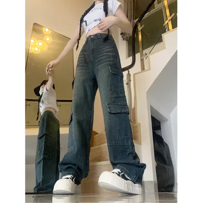 Wide-Leg High-Rise Washed Jeans — LX-JN-020