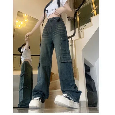 Jeans de pierna ancha, de tiro alto, con lavado para mujer — view 6