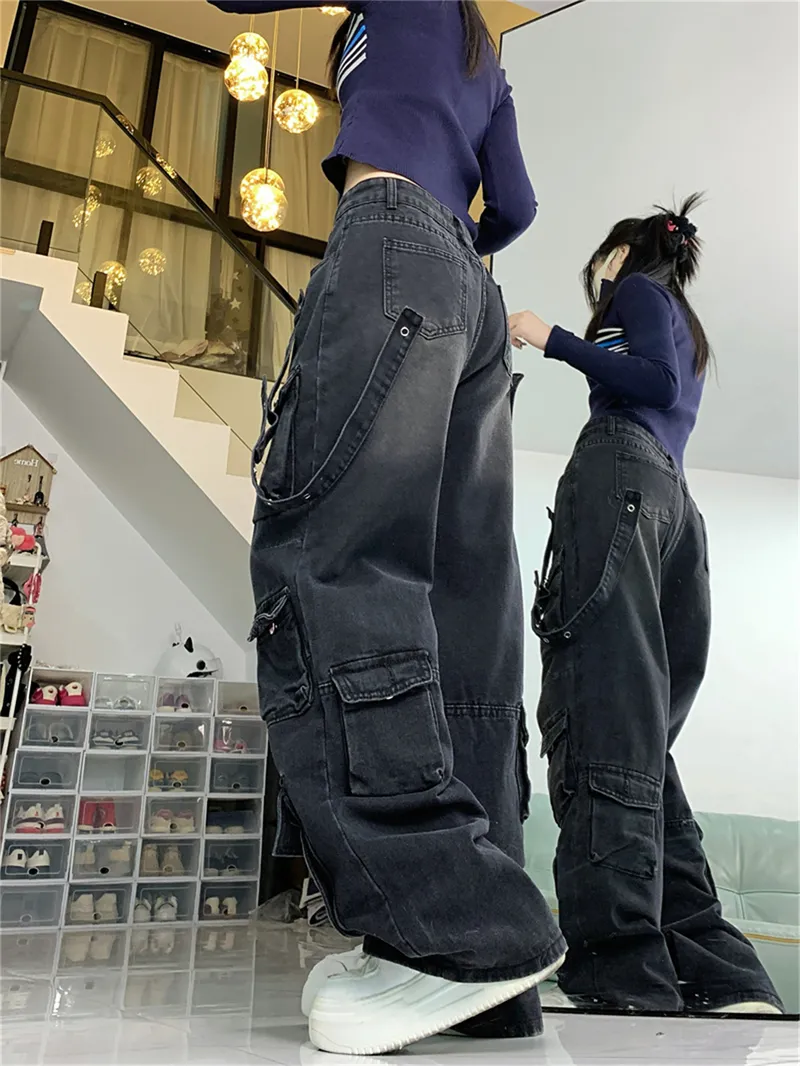 Wide-Leg Vintage Wash Multi-Pocket Jeans — Product details 9