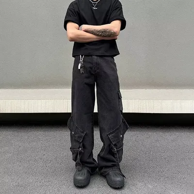 Unisex Wide-Leg Multi-Pocket Jeans — view 3