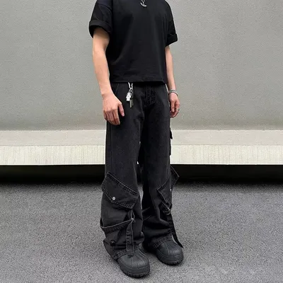 Unisex Wide-Leg Multi-Pocket Jeans — view 4