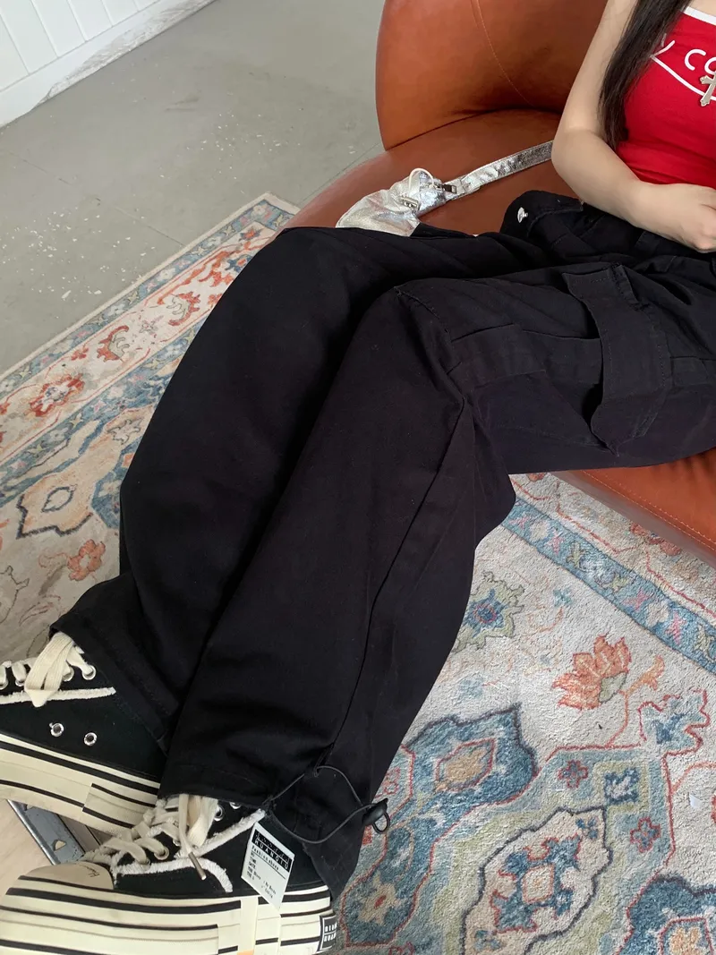 Pantalón Cargo de pierna ancha, multibolsillo para mujer — Detalles del producto 12