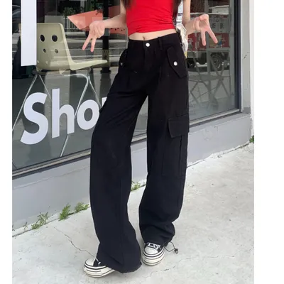 Pantalón Cargo de pierna ancha, multibolsillo para mujer — view 3