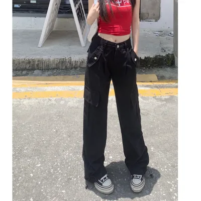 Pantalón Cargo de pierna ancha, multibolsillo para mujer — view 5