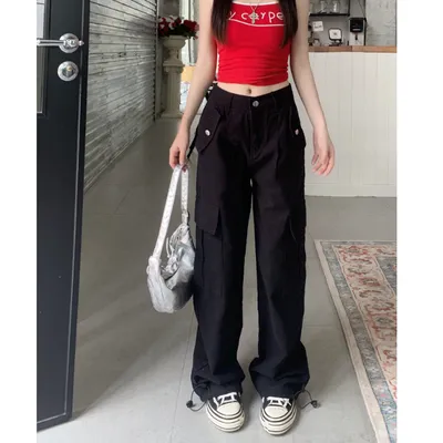 Pantalón Cargo de pierna ancha, multibolsillo para mujer — view 6
