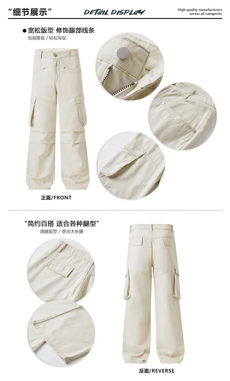 Calça Cargo com pregas com múltiplos bolsos Unissex — Detalhes do produto 3