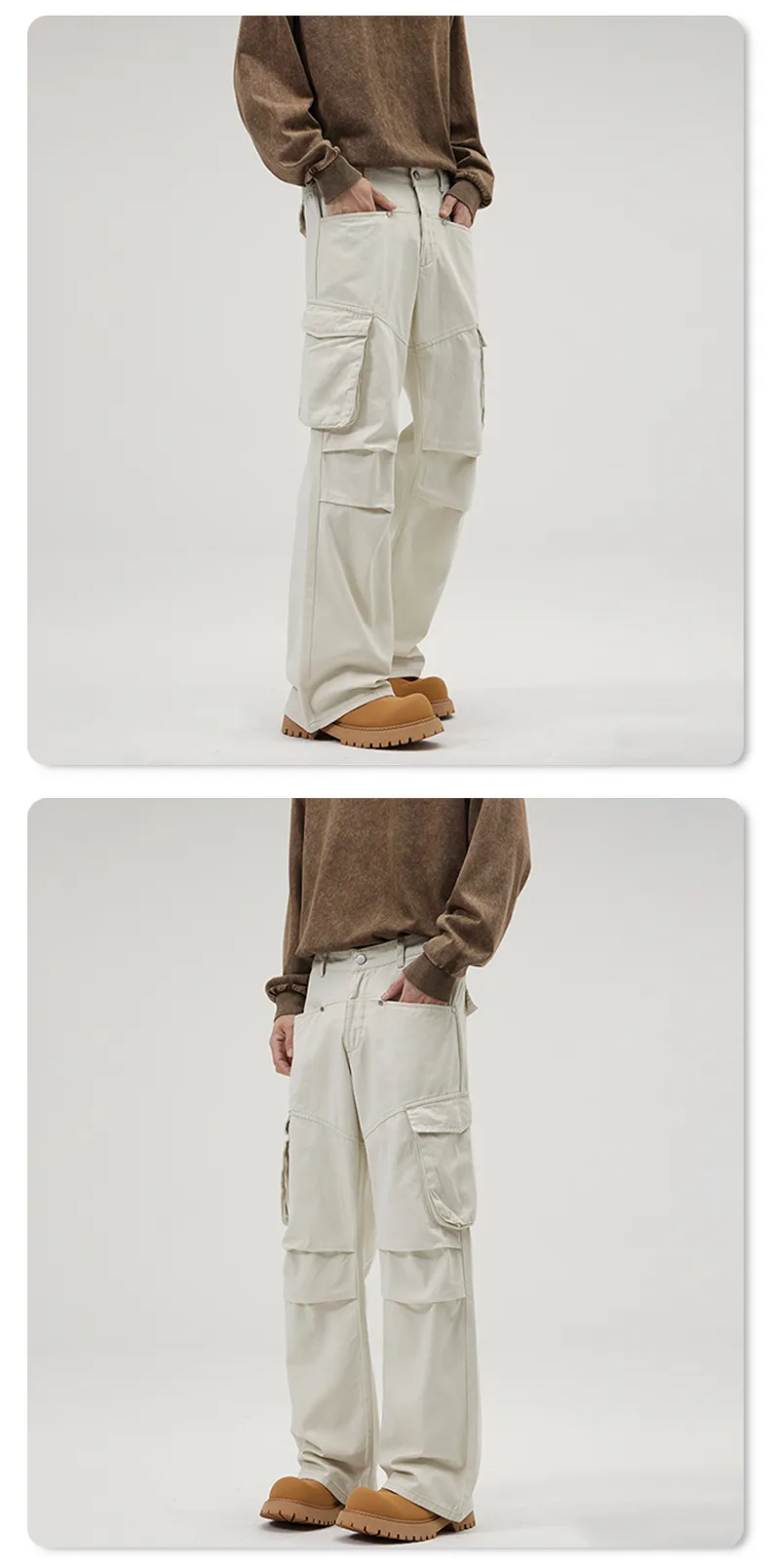 Calça Cargo com pregas com múltiplos bolsos Unissex — Detalhes do produto 9