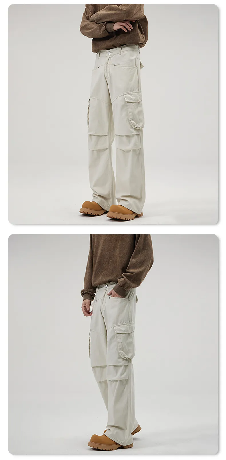 Calça Cargo com pregas com múltiplos bolsos Unissex — Detalhes do produto 10