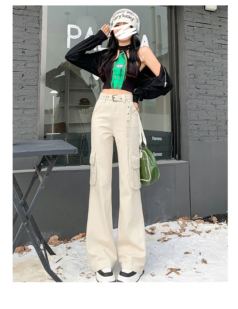 Pantalón Cargo de corte acampanado, multibolsillo para mujer — Detalles del producto 8