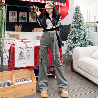 Pantalón Cargo de corte acampanado, multibolsillo para mujer — view 6