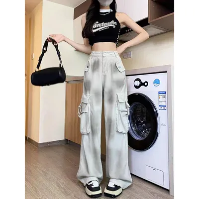 Wide-Leg Tie-Dye Multi-Pocket Jeans — view 5
