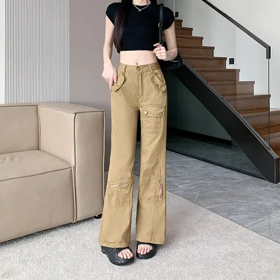 Straight High-Rise Multi-Pocket Cargo Pants — LX-CG-032