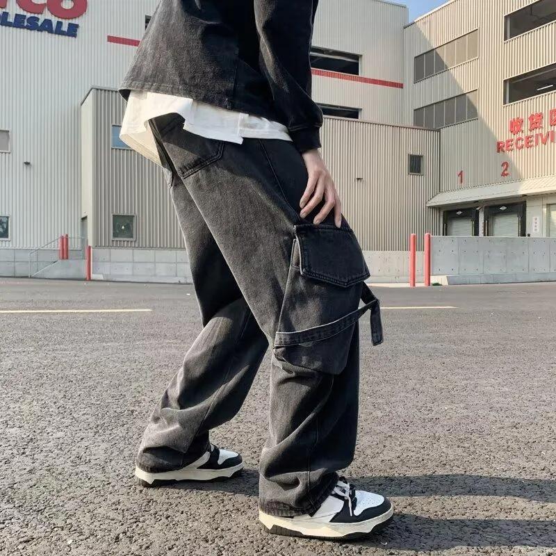 Pantalón Cargo de corte recto, con lavado, multibolsillo unisex — Detalles del producto 9