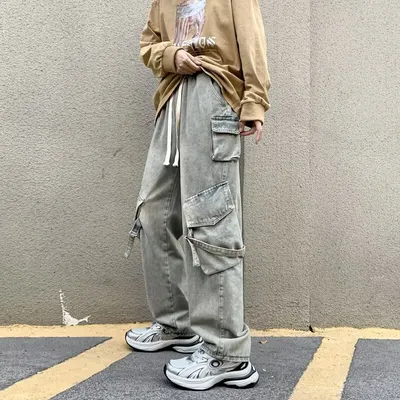 Unisex Straight Washed Multi-Pocket Cargo Pants — LX-CG-033
