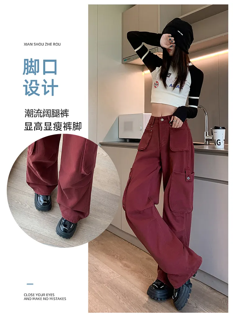 Wide-Leg High-Rise Multi-Pocket Cargo Pants — Product details 4