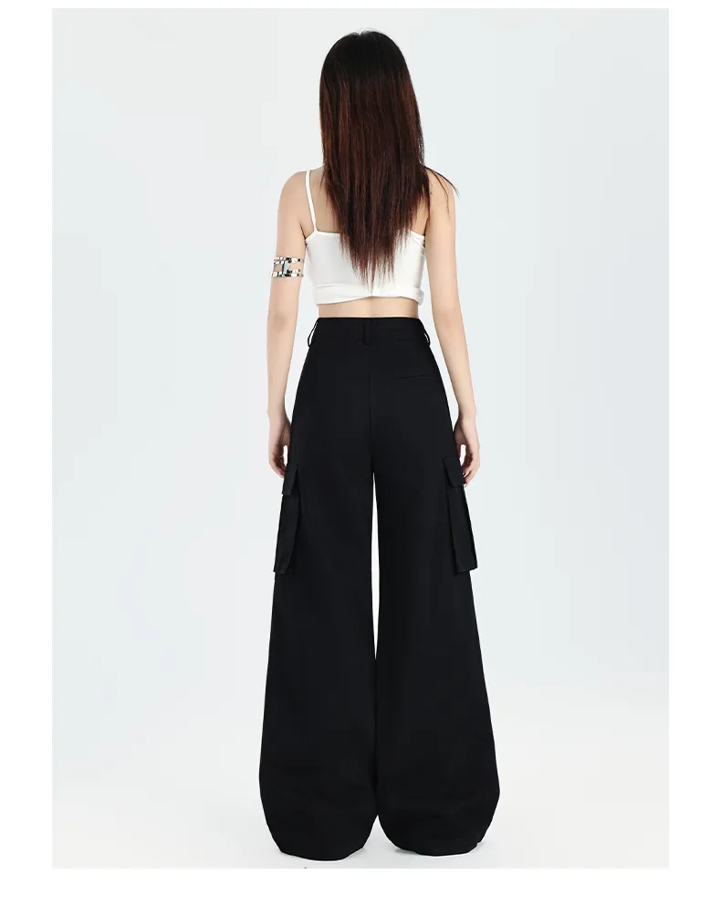Pantalón Cargo de pierna ancha, multibolsillo para mujer — Detalles del producto 7