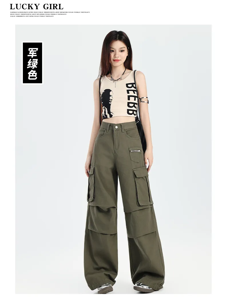 Pantalón Cargo de pierna ancha, multibolsillo para mujer — Detalles del producto 8