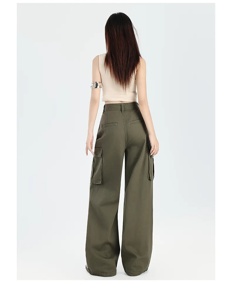 Pantalón Cargo de pierna ancha, multibolsillo para mujer — Detalles del producto 12