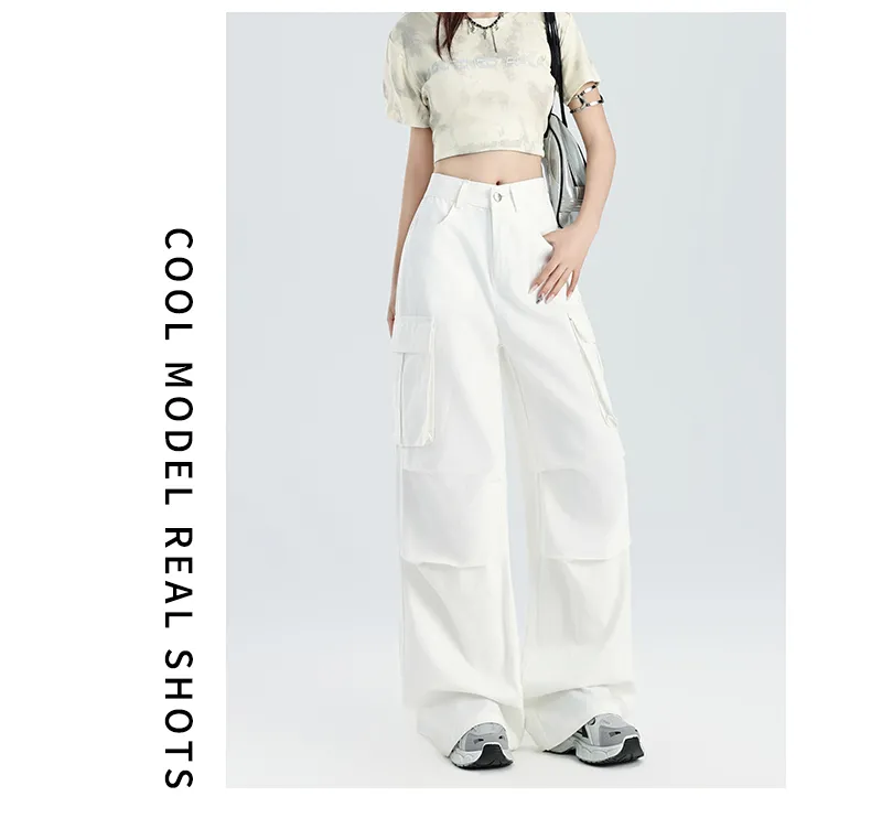 Pantalón Cargo de pierna ancha, multibolsillo para mujer — Detalles del producto 15