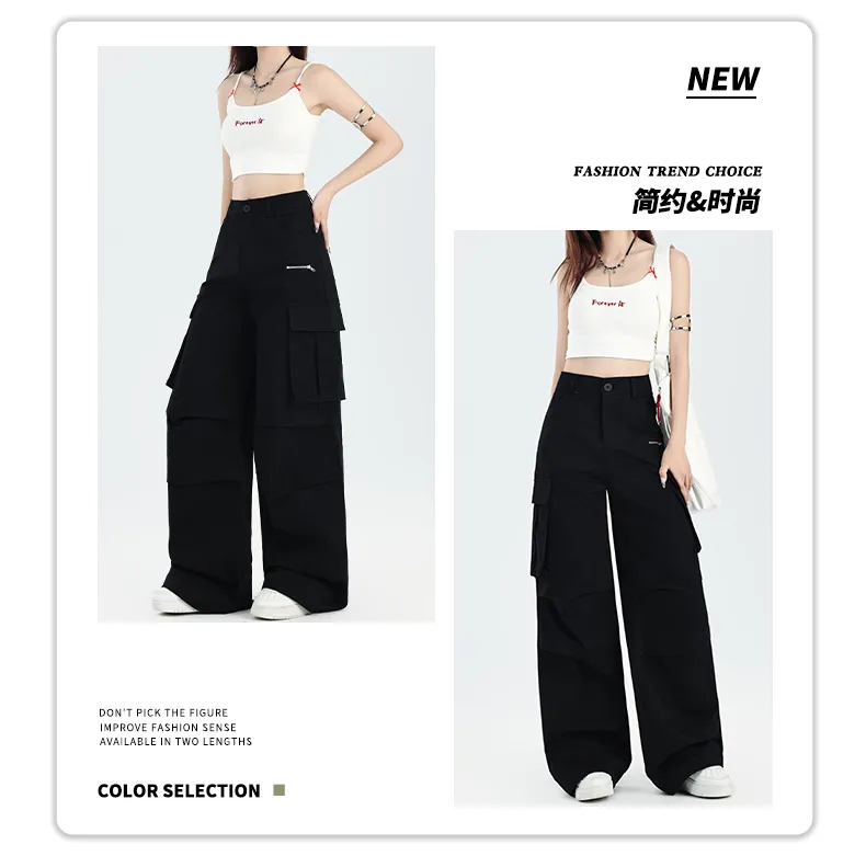 Pantalón Cargo de pierna ancha, multibolsillo para mujer — Detalles del producto 19